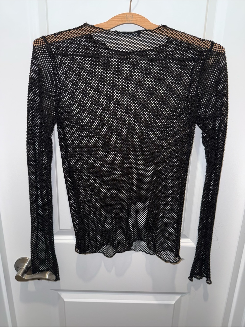 Zara Black Long Sleeve Mesh Tee